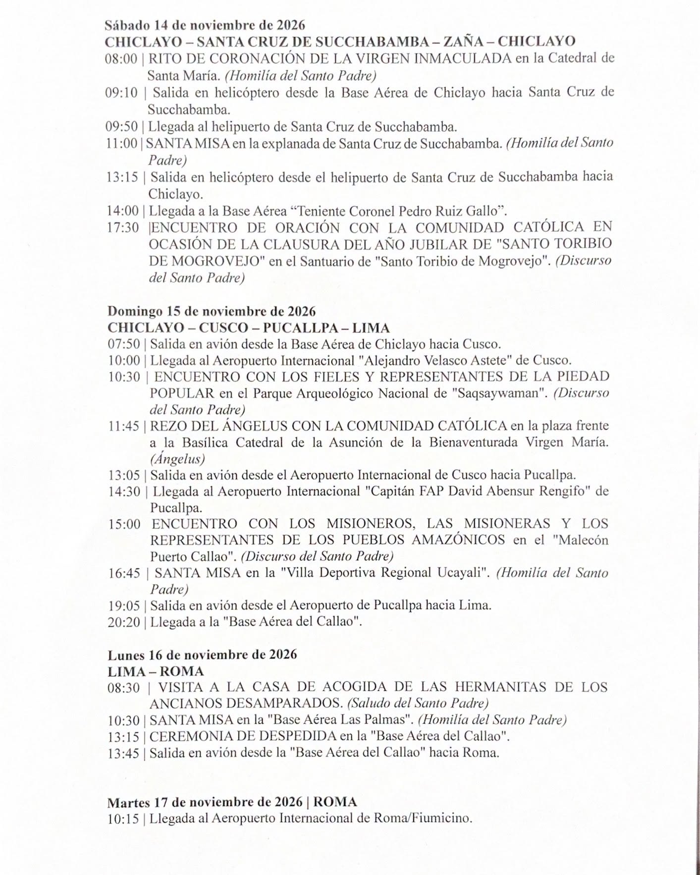 Actividades del Papa León XIV en su visita al Perú - Página 2